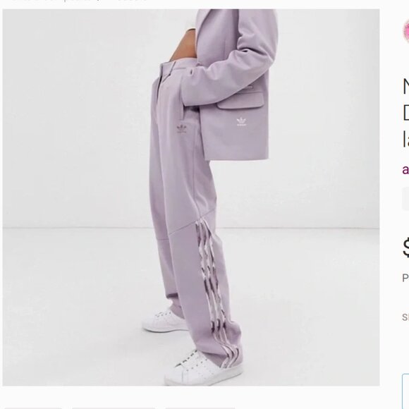 RARE ADIDAS X DANIELLE CATHARI DESIGNER LAVENDER PANT SUIT BLAZER SET L - Picture 1 of 10